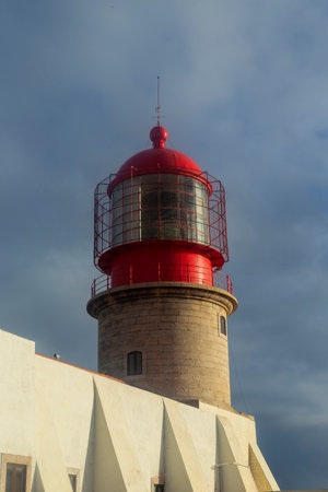 Cape St Vincent (Cabo de Sao Vicente) Lighthouse in Sagres, Portugal, the most Southwestern point in continential Europeの写真素材