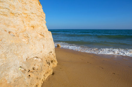 The famous beach of Olhos de Agua in Albufeira. This beach is a part of famous tourist region of Algarve.の写真素材