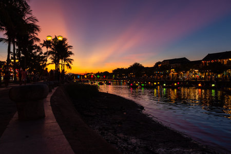 View of Hoi An ancient town, UNESCO world heritage, at Quang Nam province. Vietnam. Hoi An is one of the most popular destinations in Vietnamの写真素材