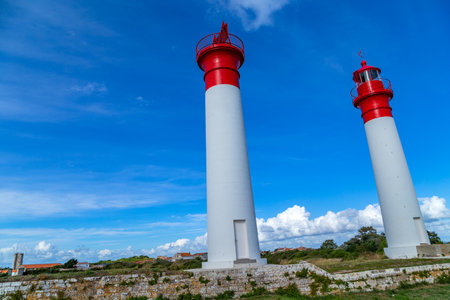 Lighthouse at Ile d'Aix on the Atlantic coast of Franceの写真素材
