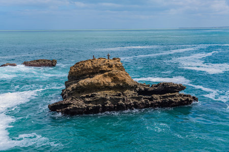 Coastal Rocks near the beach at Biarritz, Basque Country. Franceの写真素材