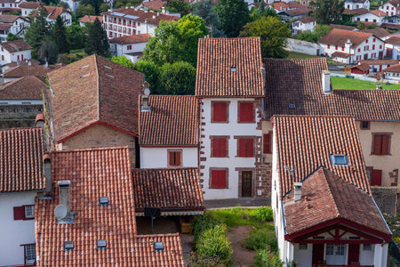 Saint Jean Pied de Port, France: Old architecture of Saint Jean Pied de Port; Basque Country, Franceのeditorial素材