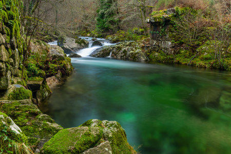 long exposure at the portuguese national park of Geres. Montalegre, Portugalの写真素材