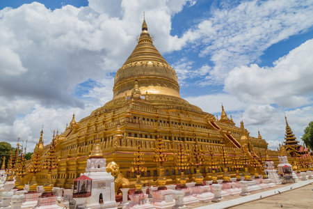 Bagan, Myanmar: The golden beautiful Shwezigon Pagoda in Bagan city, Myanmarのeditorial素材