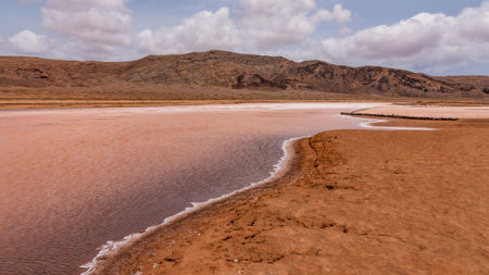 Salt deposits on the island of Sal in Cape Verdeの写真素材