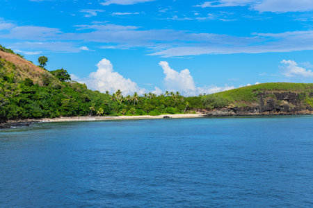 View of Naviti Islands coastlines, Yasawa Islands, Fiji. This archipelago consists of about 20 volcanic islandsの写真素材