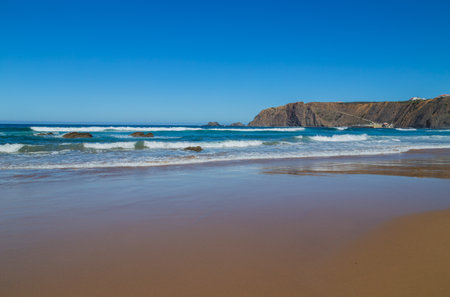 Beautiful empty beach in Alentejo, Portugalの写真素材