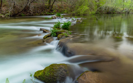 long exposure at the portuguese national park of Geres in Homem river. Amares, Portugalの写真素材