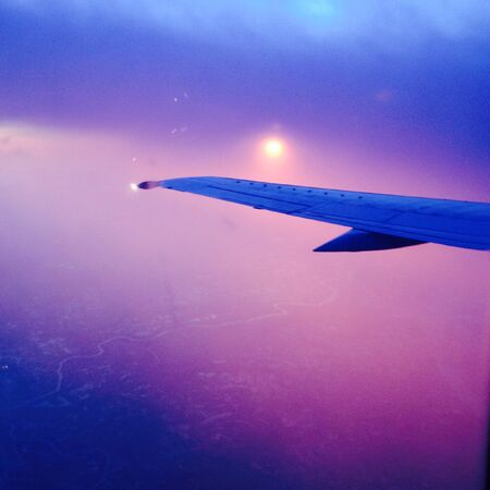 Sunset view from airplane window