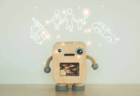 Savings coins  in the money box- Investment And Saving Conceptの写真素材