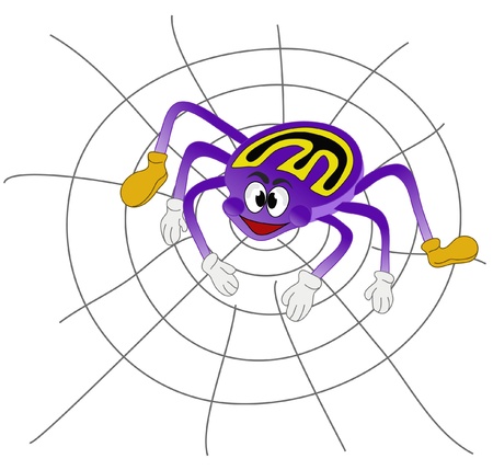 The ugly purple spider hangs on the webのイラスト素材