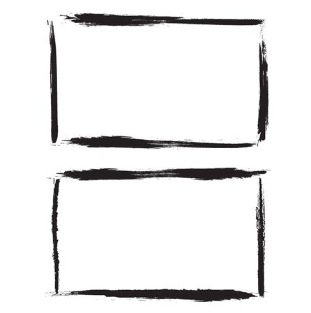 Set of Black Ink Grunge Frames on White Background. Vector Illustrationのイラスト素材