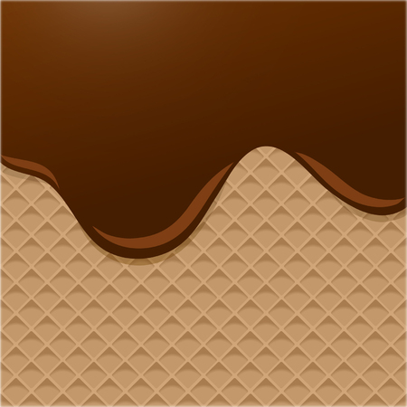 Dark Chocolate Melted on Wafer Background. Vector Illustration, eps 10のイラスト素材
