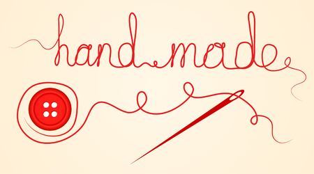 Accessories For Sewing Handmade Design Element Button, Needle and Thread. Vector Illustrationのイラスト素材