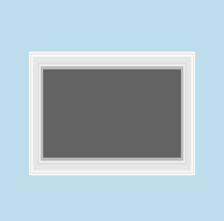 Modern Wooden White Square Wall Frame for Special Moments Memories Photo. Vector Illustrationのイラスト素材