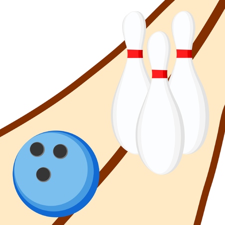 Bowling Ball And Pins. Vector Illustrationのイラスト素材
