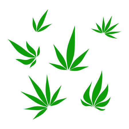 set of green medical marijuana or cannabis, vector illustrationのイラスト素材