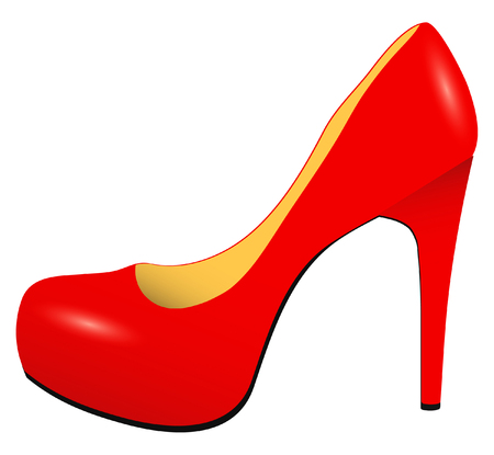 Red stylish high heel woman shoe. Vector Illustrationのイラスト素材