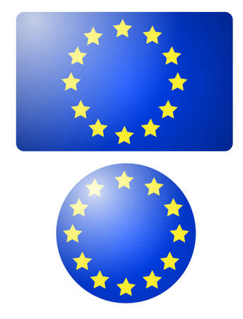 Flag of European Union Banner and Button. Vector Illustrationのイラスト素材