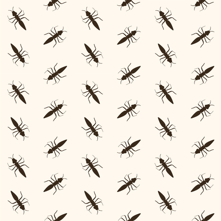 Ant monochromic pattern vector illustration. Black little ants on light background.のイラスト素材
