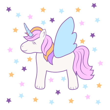 hand drawing cute unicorn icon stock vector illustration designのイラスト素材