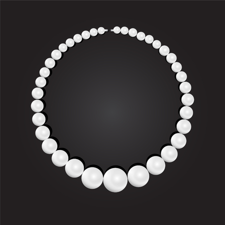 Pearl necklace on black background, stock illustration vectorのイラスト素材