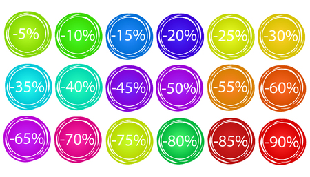 Set off colorful business sale off tags, stock vector illustrationのイラスト素材