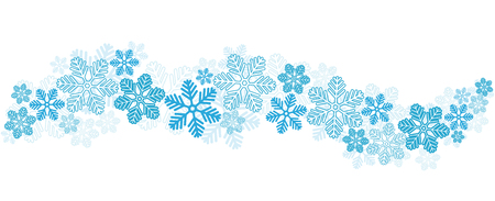 Blue Snowflakes Border on White, stock vector illustrationのイラスト素材