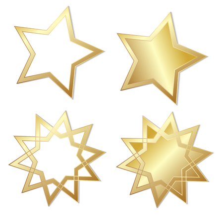 Set of four Stars Sparkling Shining Golden, stock vector illustrationのイラスト素材