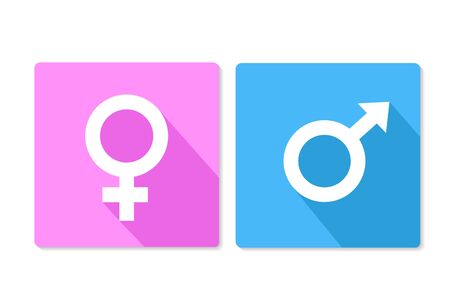 Male and Female Button Square, stock vector illustrationのイラスト素材