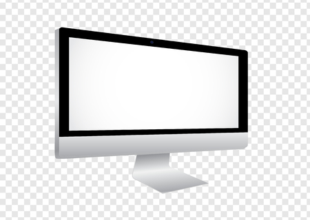 Realistic computer monitor isolated on transparent background. Vector mockup. Vector illustrationのイラスト素材