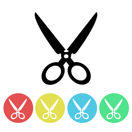 Black Scissors Silhouette Vector Icon Isolated のイラスト素材