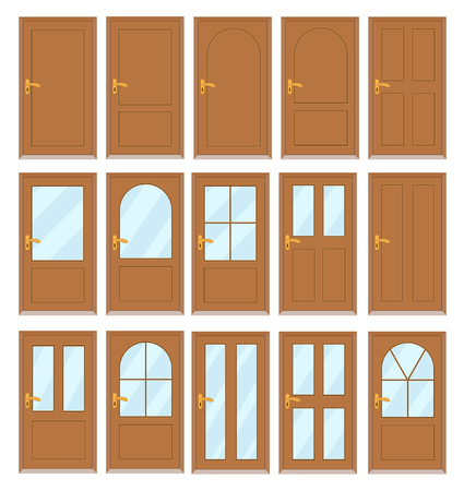 Set of the various doors on the white background, stock vector illustrationのイラスト素材