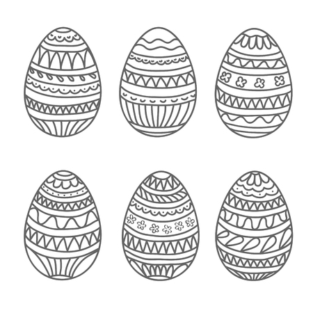 happy easter egg vector set, hand draw collection, stock vector illustration, eps 10のイラスト素材