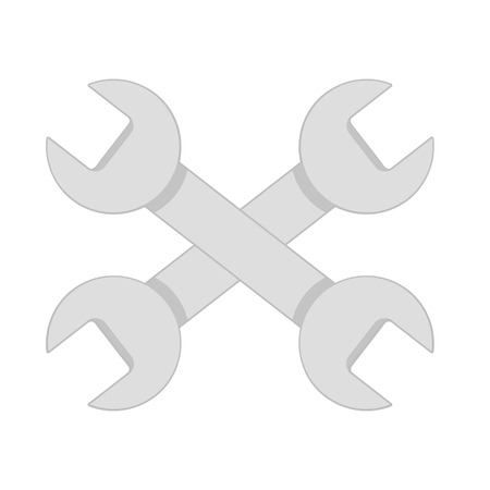 Repair service icon. Two gray wrenches on white icon concept. Repair logoのイラスト素材
