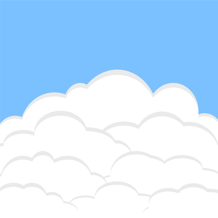 Blue sky background with white clouds for poster or banner design, stock vector illustrationのイラスト素材