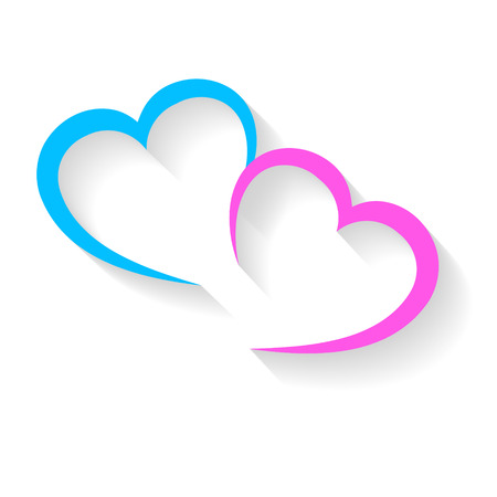 Two hearts pink and blue man and woman symbol, stock vector illustrationのイラスト素材