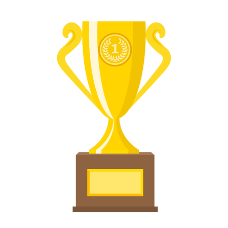 Winner gold trophy gold cups flat vector icons for sports victory concept. Sport award and prize, trophy cup illustrationのイラスト素材