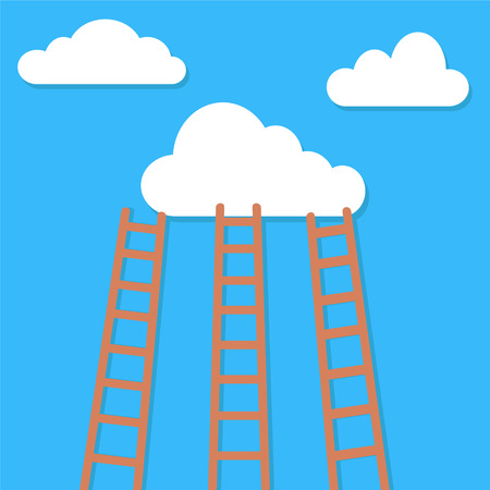 competition concept, clouds with ladders, stock vector illustrationのイラスト素材