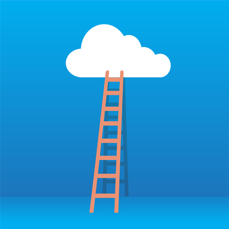 business winner concept, clouds with ladders, stock vector illustrationのイラスト素材
