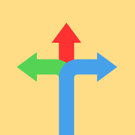 Three arrows pointing in different directions. Choose the way concept. Vectorのイラスト素材