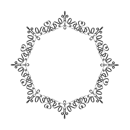 Decorative frame. Elegant vector element for design in Eastern style, place for text. Black outline floral border. Lace illustration for invitations and greeting cardsのイラスト素材