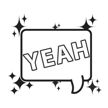 yeah comic words in speech bubble isolated icon, stock vector illustrationのイラスト素材