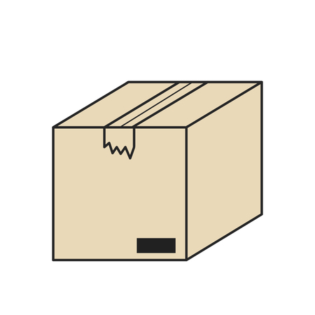 closed cardboard box isolated icon on white, stock vector illustrationのイラスト素材