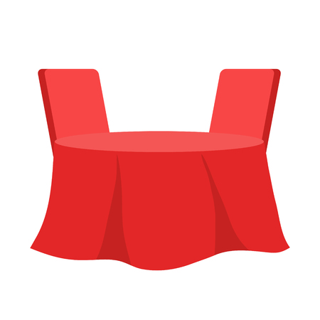 Table with chair. Vector illustration table for festive holiday romantic dinner. Flat style.のイラスト素材
