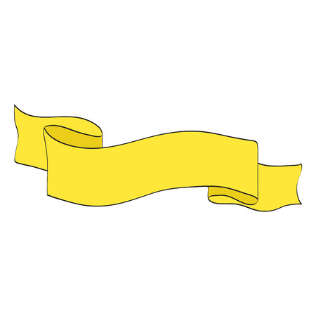 Old cartoon yellow ribbon banner on white for your design, stock vector illustrationのイラスト素材
