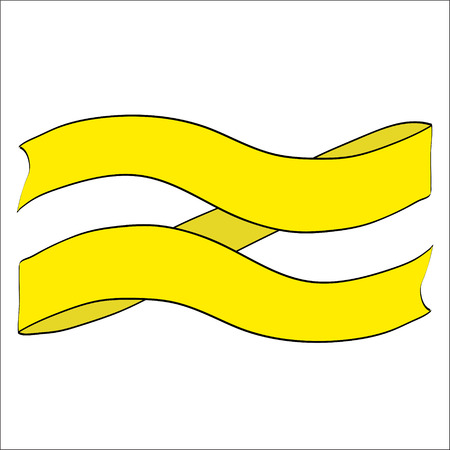Old cartoon yellow ribbon banner on white for your design, stock vector illustrationのイラスト素材