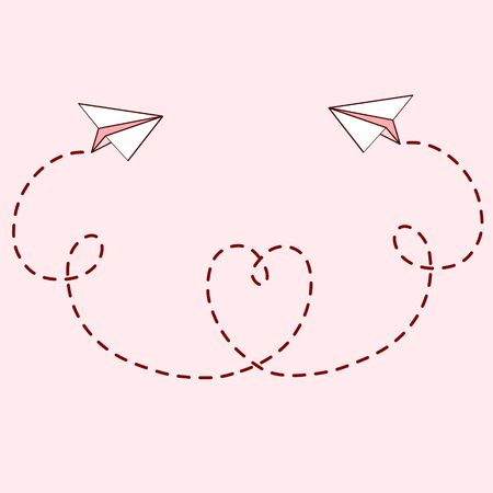 Love travel design with paper airplane, stock vector illustrationのイラスト素材