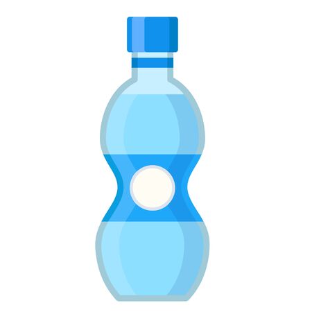 Bottle of clear water in cartoon flat style on white, stock vector illustrationのイラスト素材