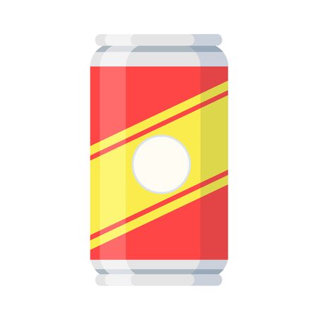 Cola metal can in cartoon flat style on white, stock vector illustrationのイラスト素材